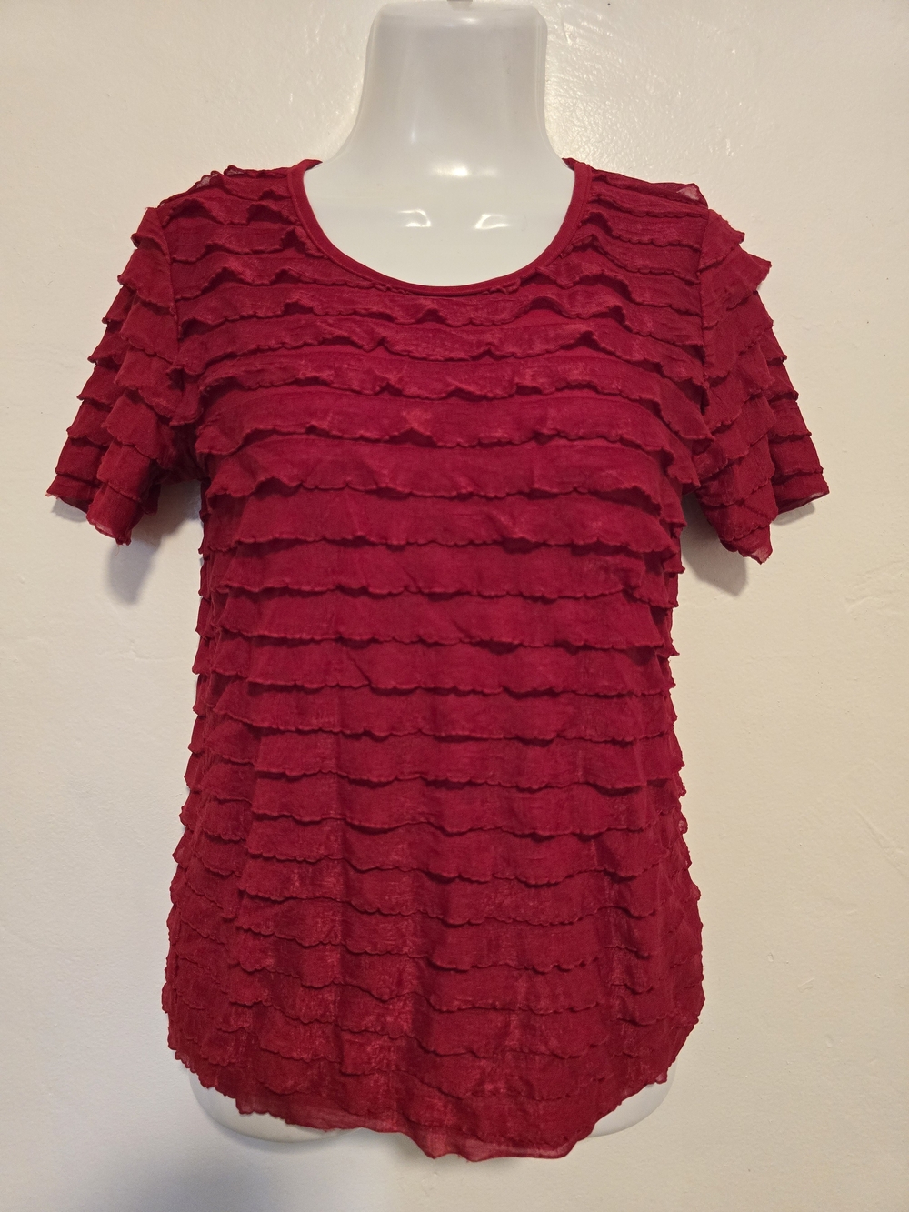 Jason Maxwell - Red Layered Ruffle Top - Picture 10 of 10